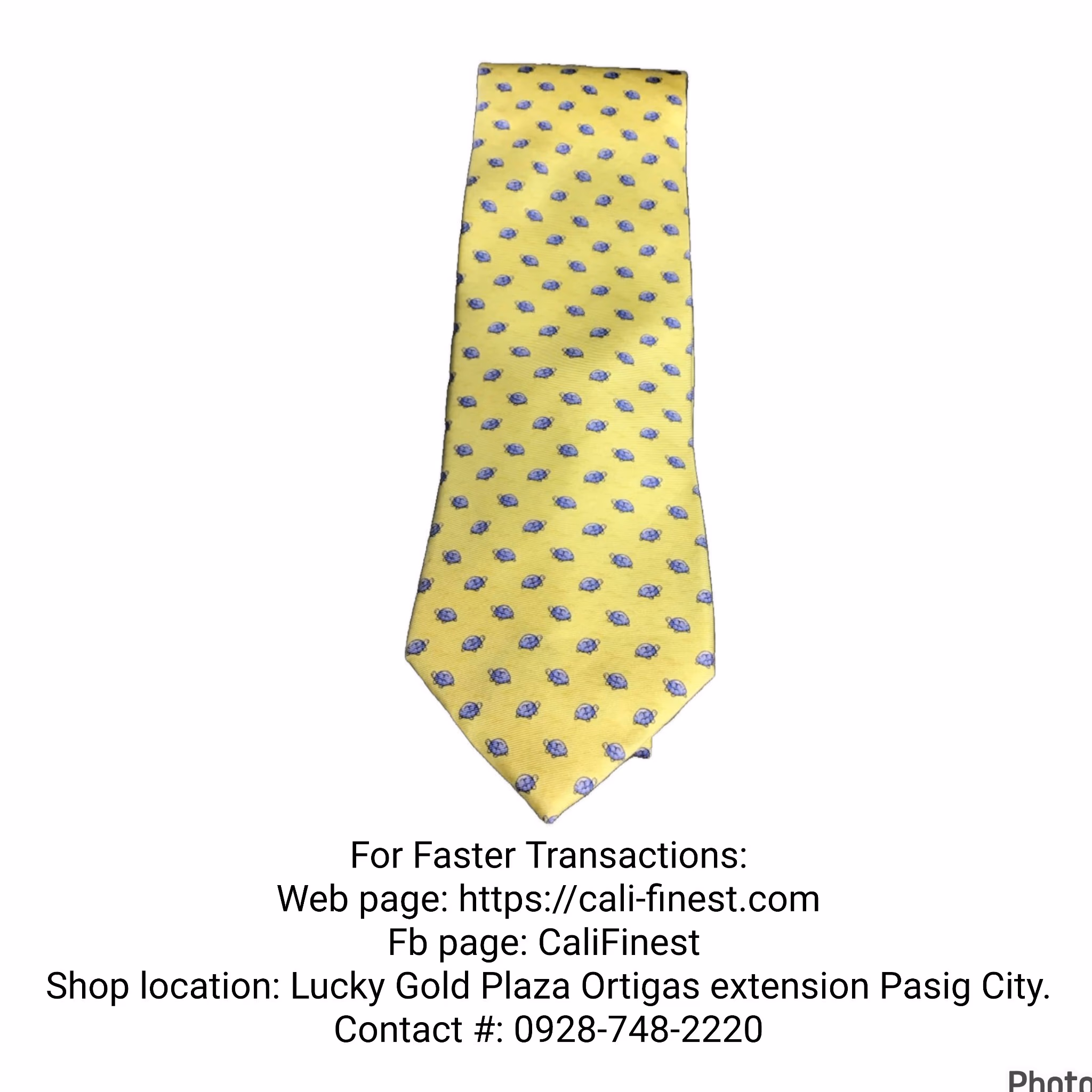 Tommy Hilfiger Yellow Tie with Blue Turtle Design