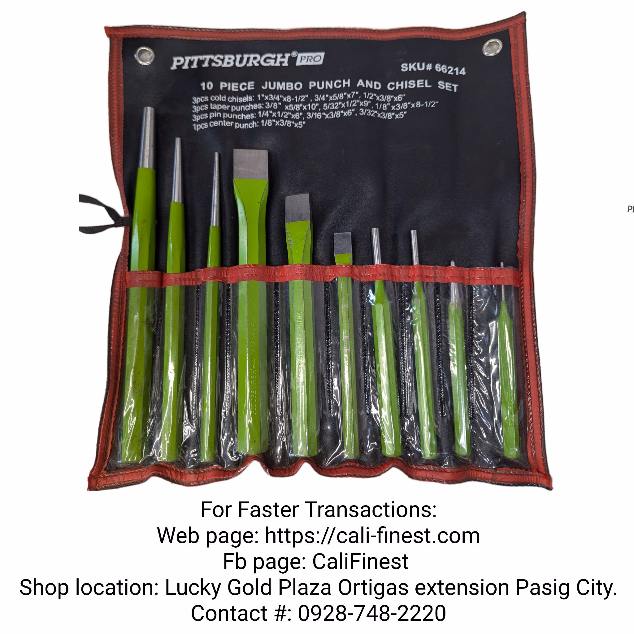PittsBurgh 10pc Industrial Jumbo Punch and Chisel Set