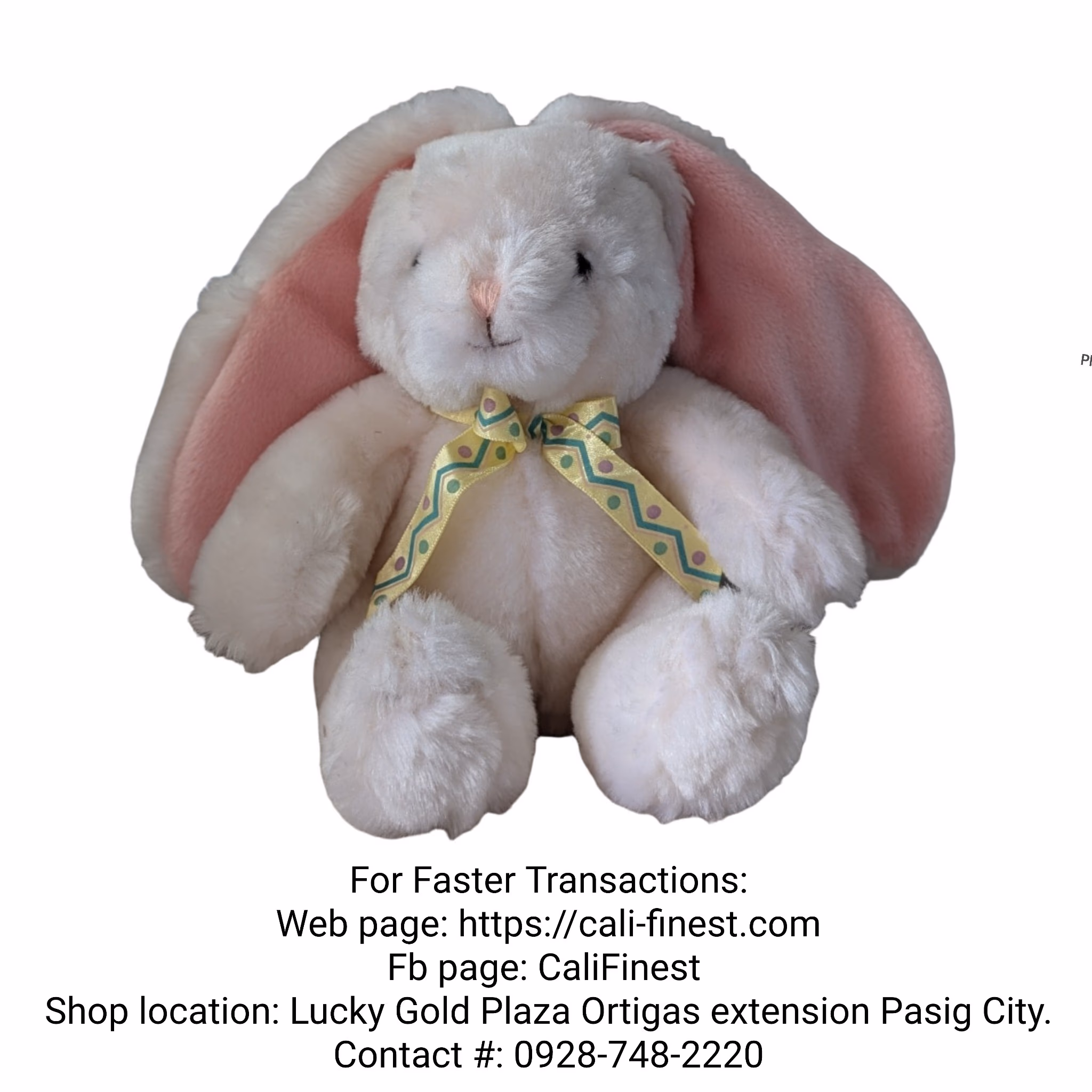 Hallmark Cards White Bunny Rabbit Plush Yellow Bow Stuffed Animal  🐇Toy 8”