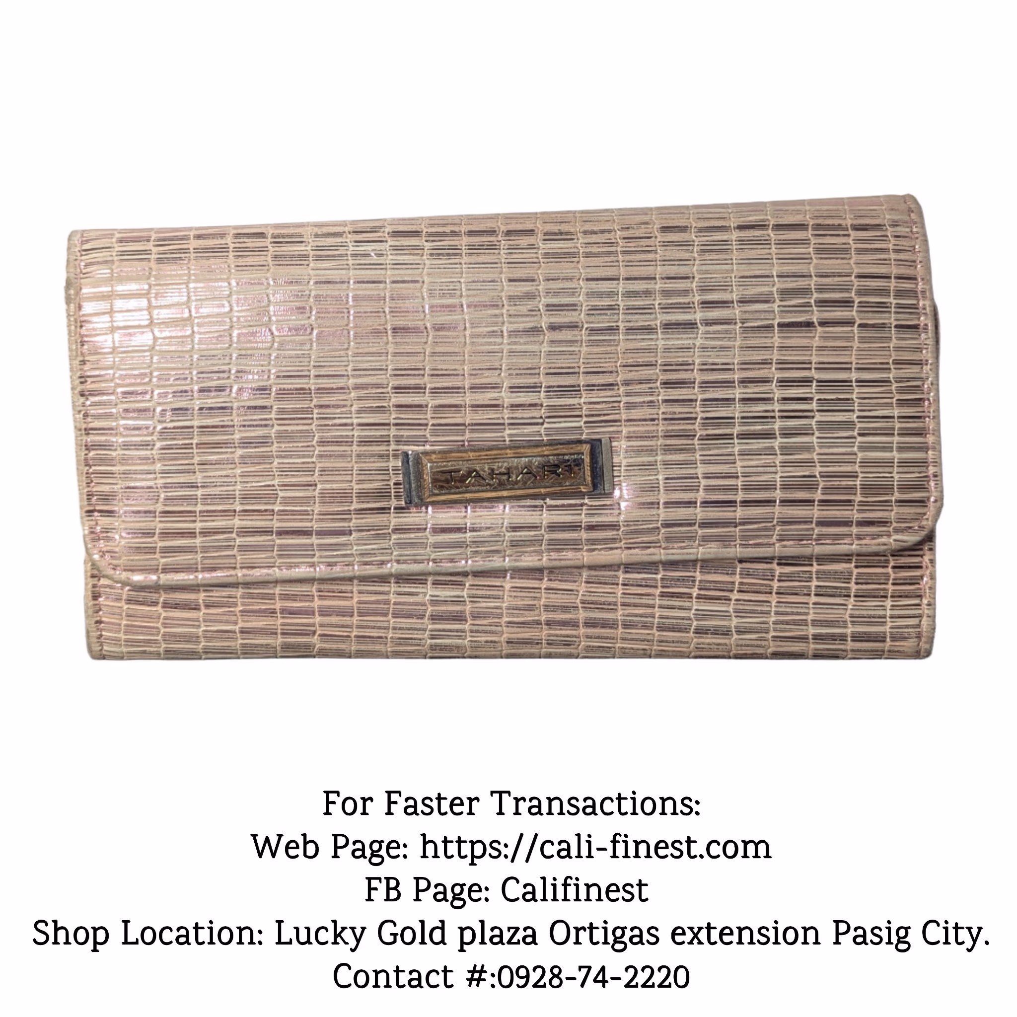 Tahari Metallic Pink TRI Fold Wallet