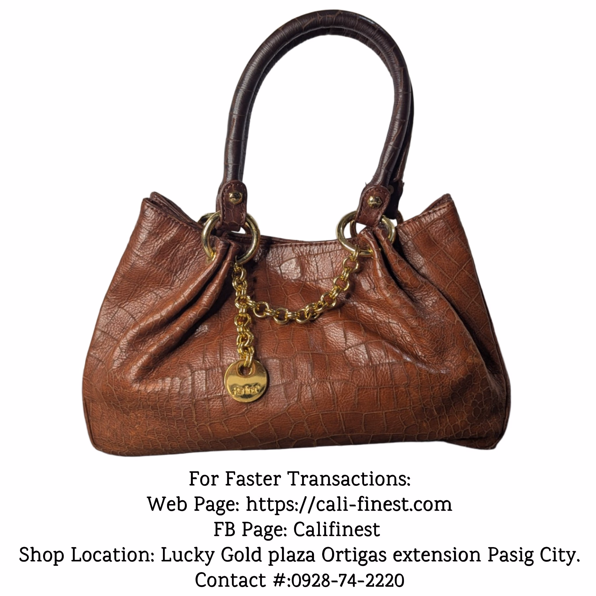 Perlina Croc Leather brown Ladies handbag