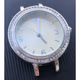 Vivani women's silver-tone quartz watch with a crystal-studded bezel. 