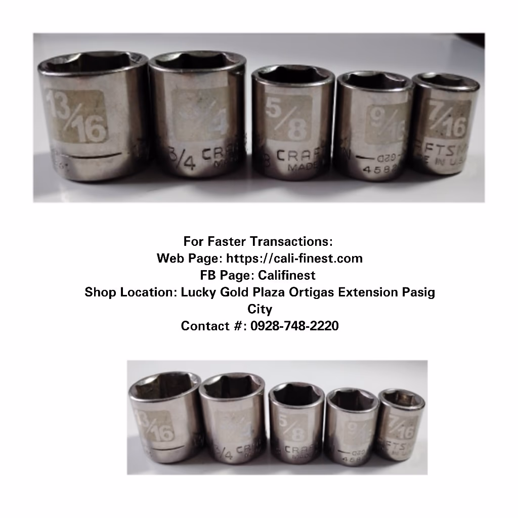 ⅜ SAE Shallow Socket 6 Point 5pcs 