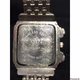 Analog Wristwatch Silver Tone Band Rectangular White Face