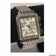Analog Wristwatch Silver Tone Band Rectangular White Face