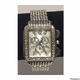 Analog Wristwatch Silver Tone Band Rectangular White Face