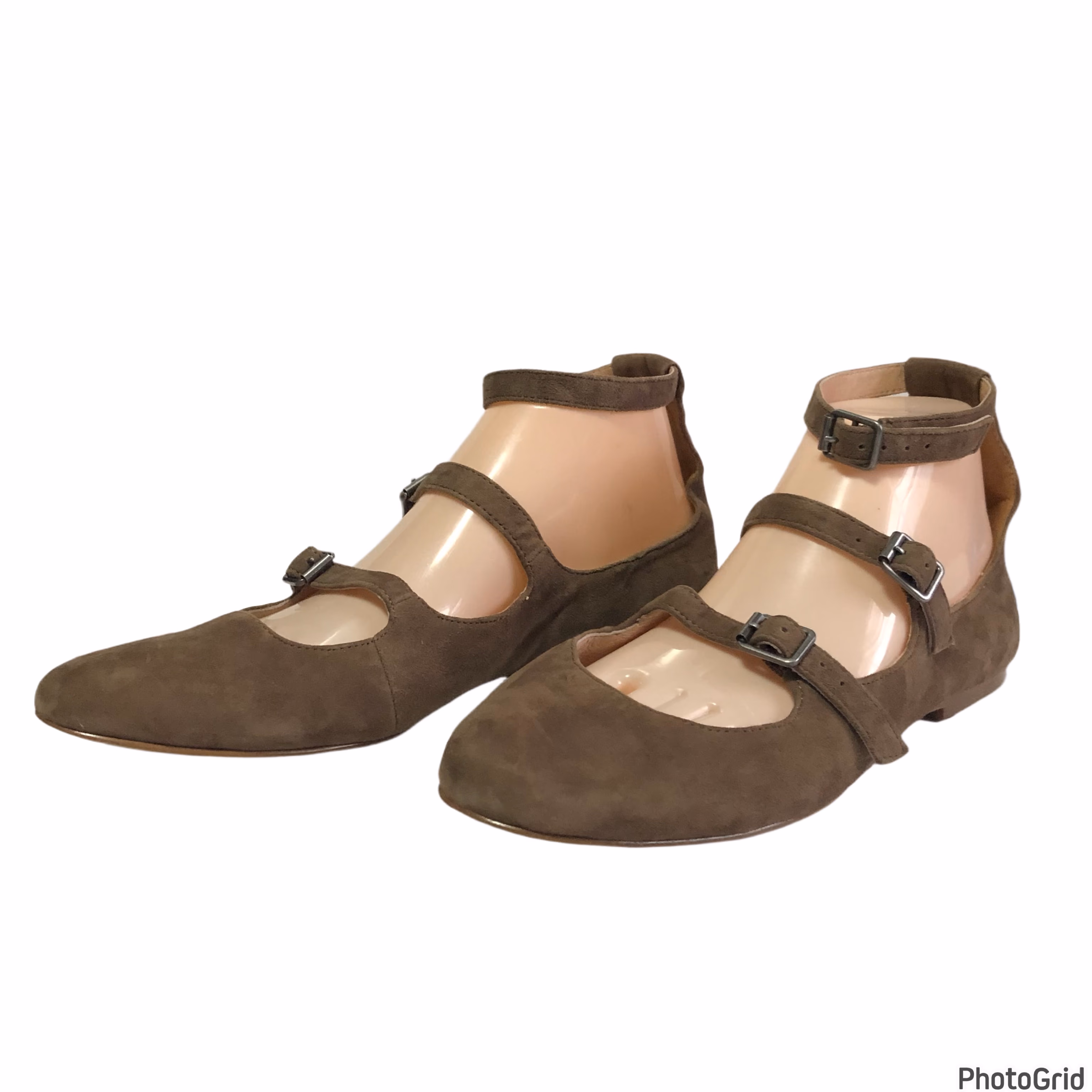  Madewell Julie Brown Suede Triple Ankle Strap Flat