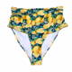 Cupshe Lemon Pattern High Waisted Shirred Bikini Bottoms 