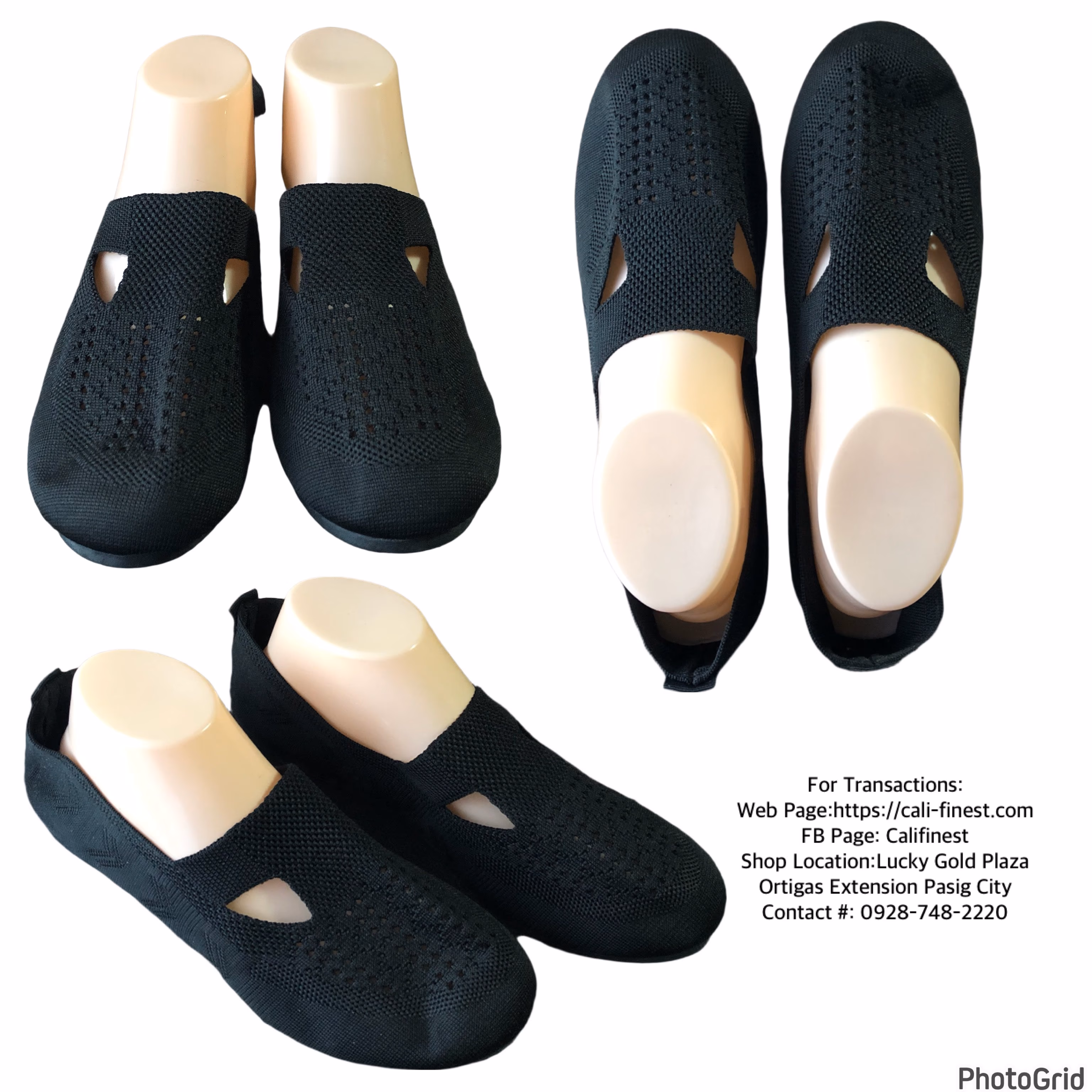Knitted flat Square Toe Loafers Slip on black