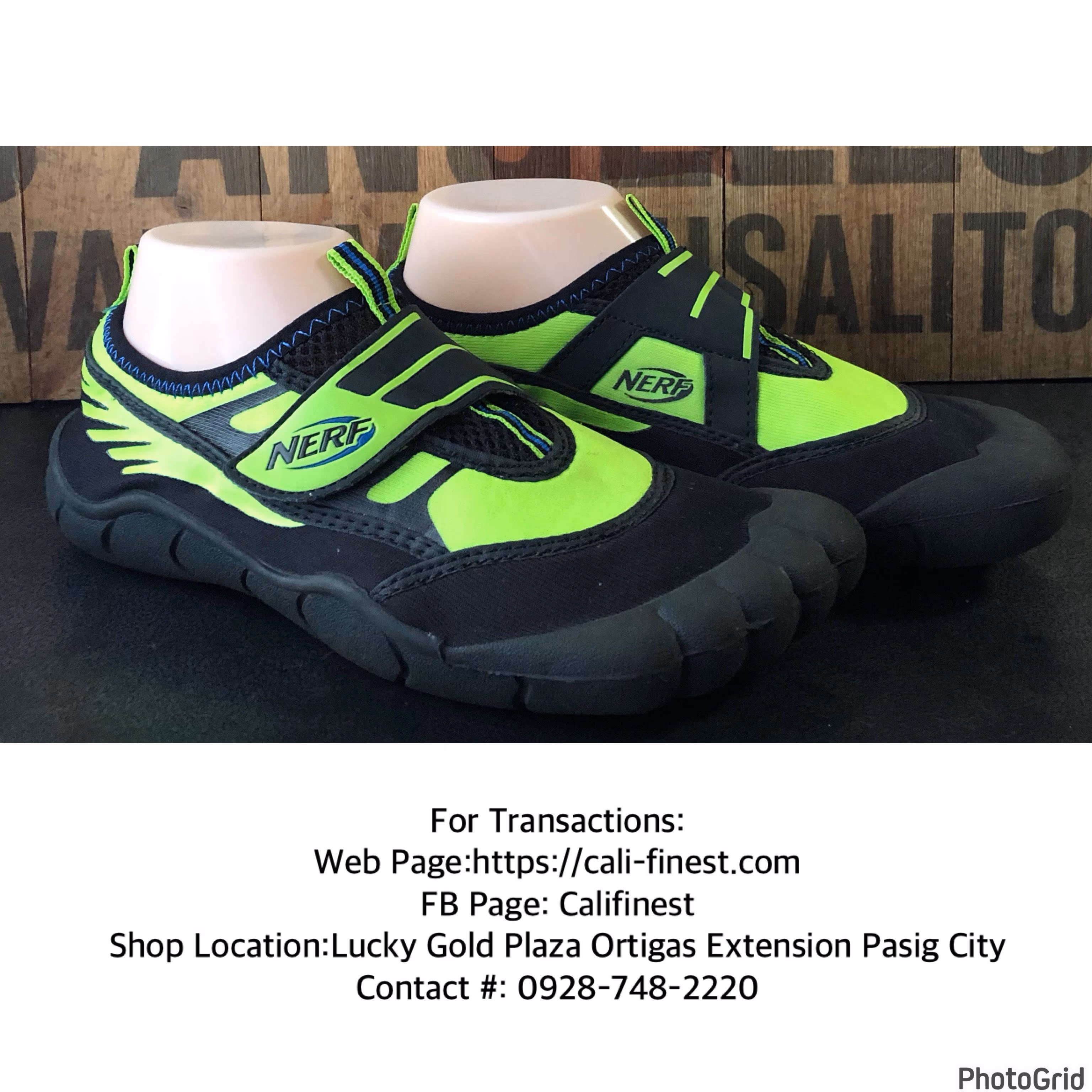 NERF Toed Shoes Black/Green Water Beach Shoes