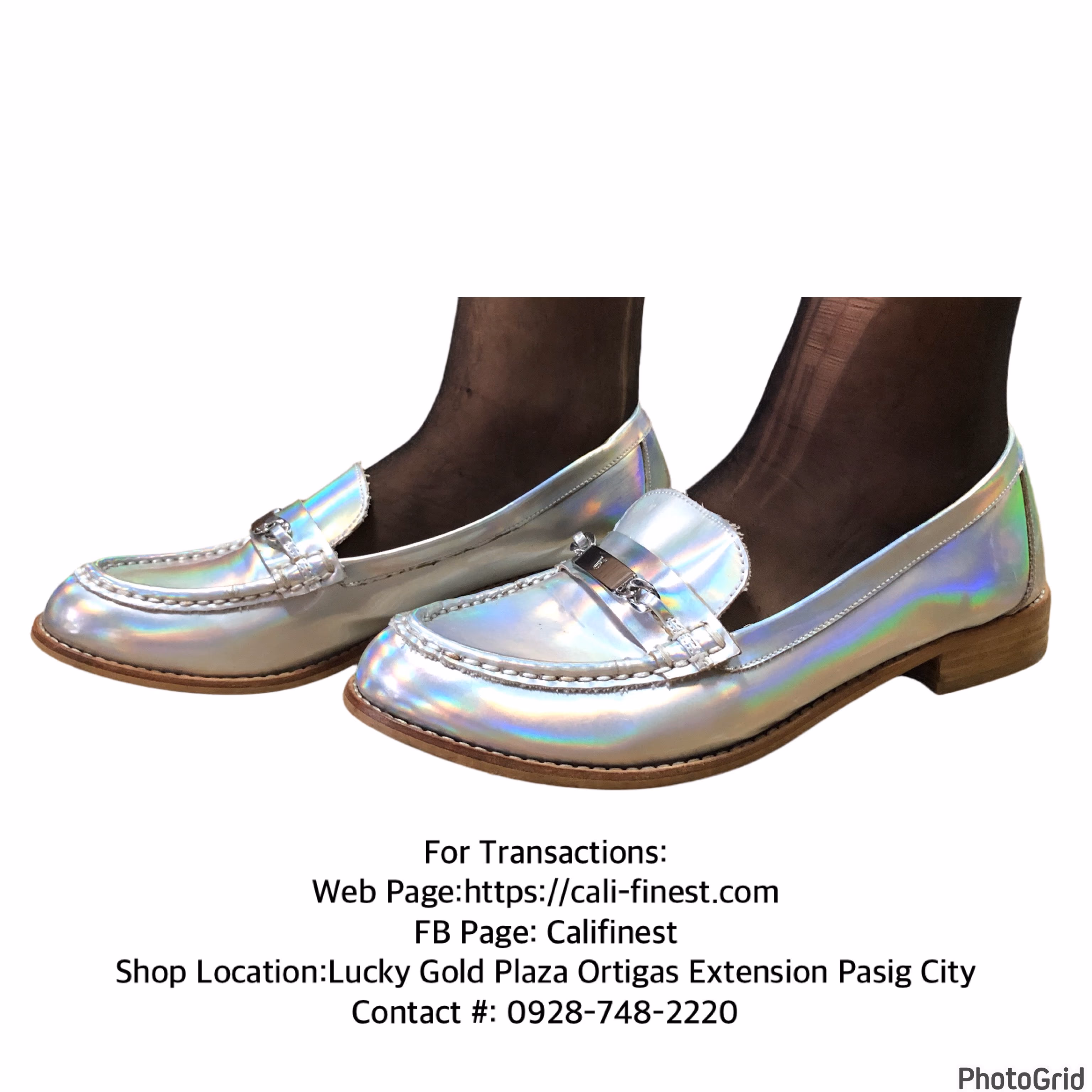 Victoria’s Secret women’s silver holographic loafers