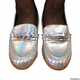 Victoria’s Secret women’s silver holographic loafers