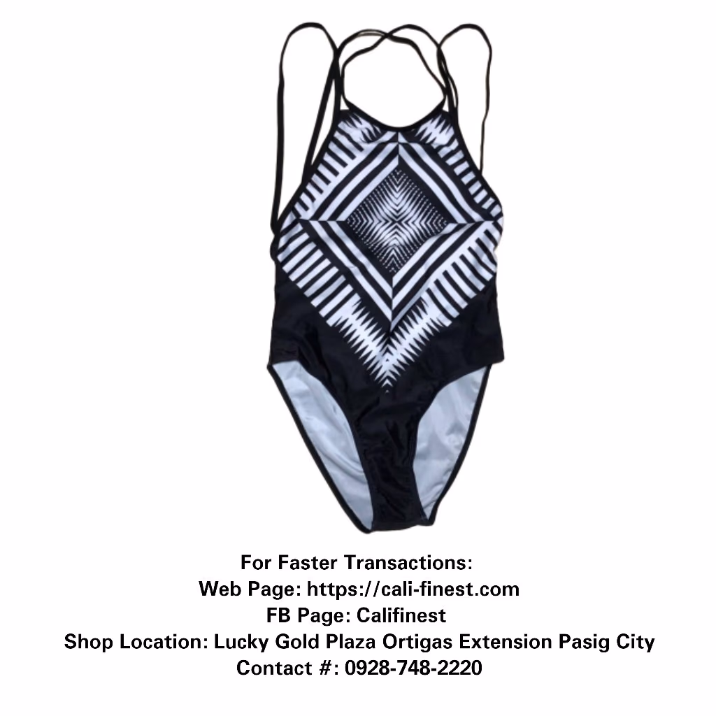 Women's One Piece Swimsuit Black/White Medium