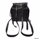 Zara Womans Vegan Leather Drawstring and Snap Black Backpack