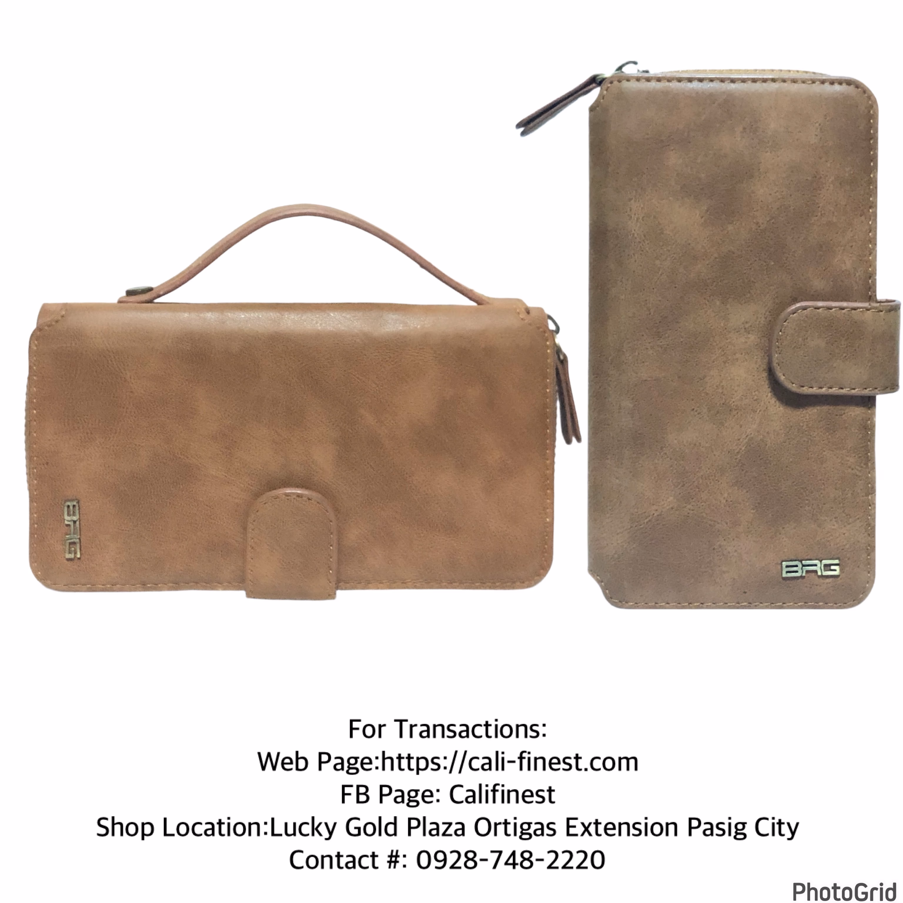 BRG Leather Wallet Purse Multi Cardholder Mirror Detachable Case
