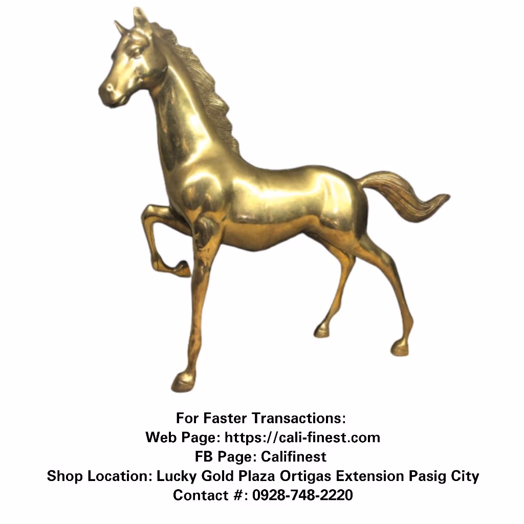 Large Mid Century Brass Horse 18 inch Tall Decorative Equestrian Statue