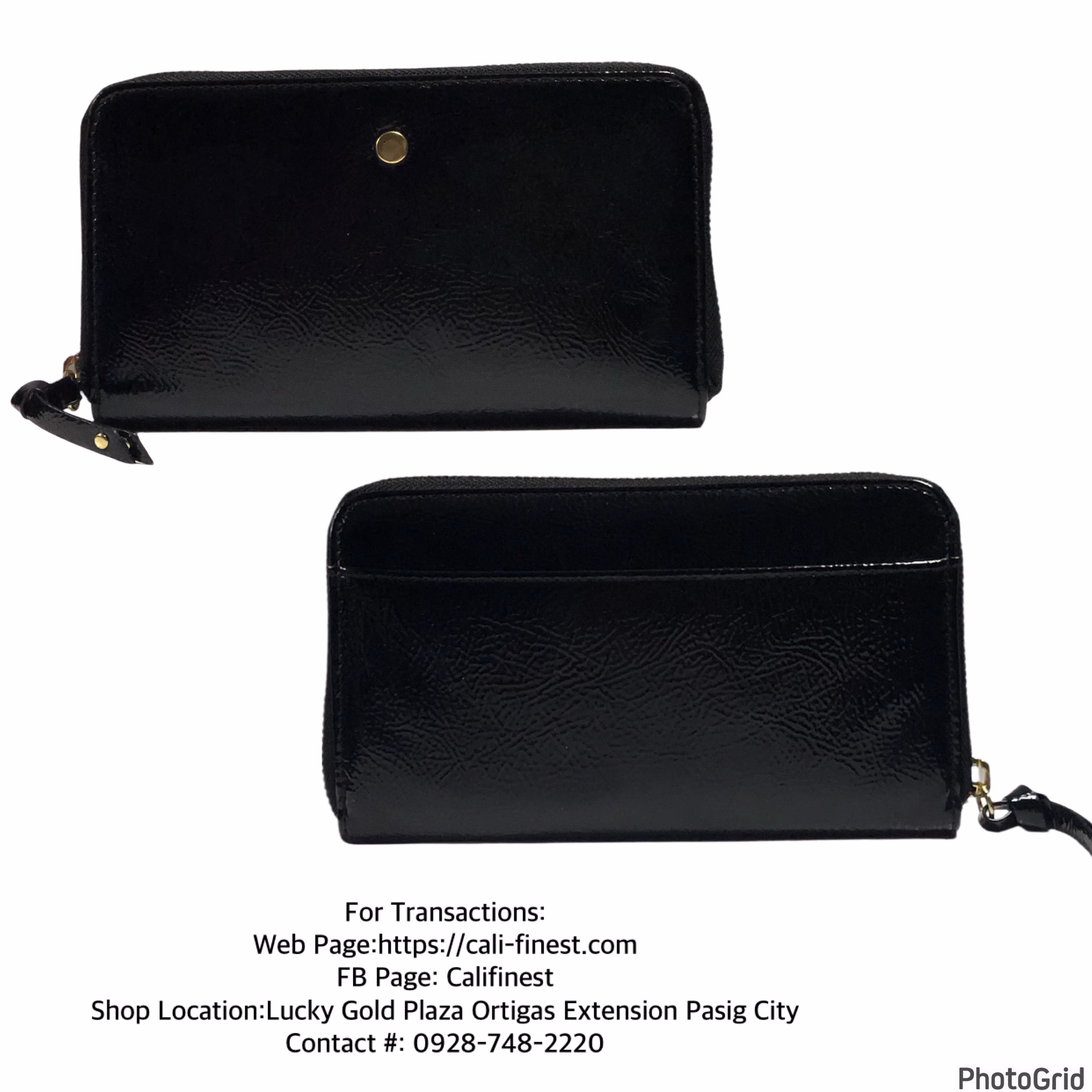 Black Leather Wallet for Women