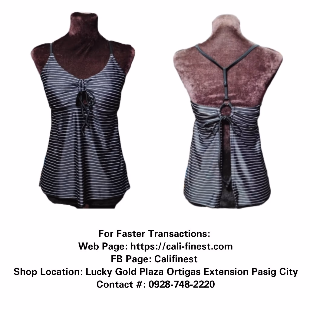 Time and Thru Top Black Striped Swimsuit 