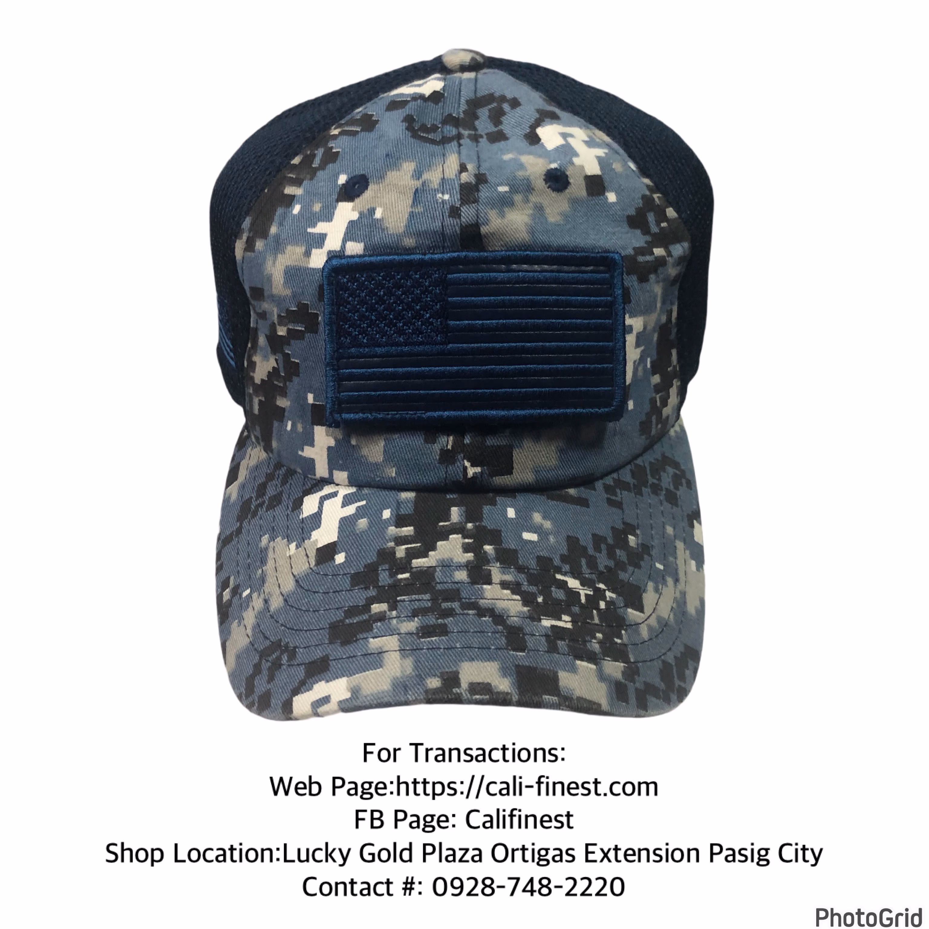 USA Blue Detachable Flag Patch Cap Hat Military Mesh Back NWT