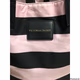 Victorias Secret Large Pink Black Striped Canvas Shoulder Bag Tote