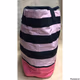 Victorias Secret Large Pink Black Striped Canvas Shoulder Bag Tote