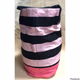 Victorias Secret Large Pink Black Striped Canvas Shoulder Bag Tote