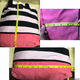 Victorias Secret Large Pink Black Striped Canvas Shoulder Bag Tote