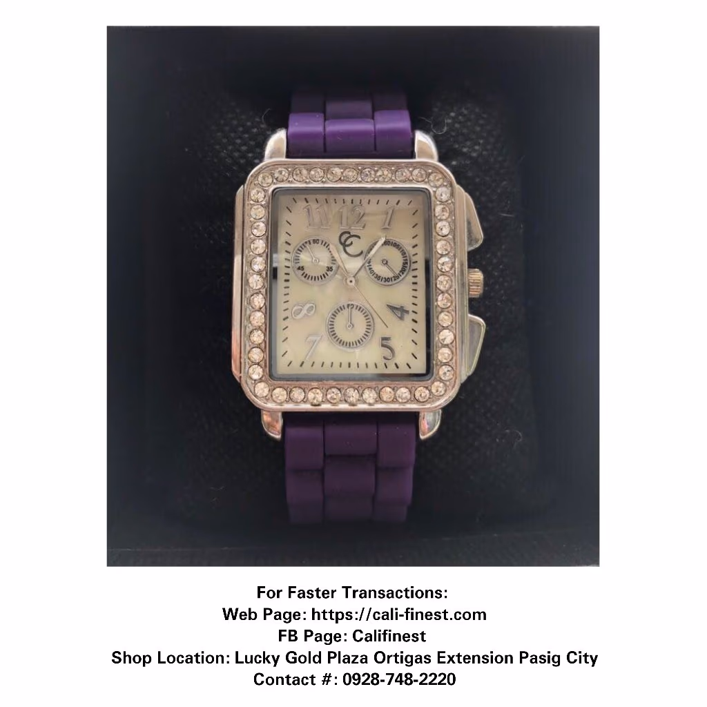 CC Rhinestone Watch with Purple Silicone Watchband Charming Charlie
