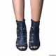 Enzo Angiolini Black and Gold Sequined Open Toe Bootie