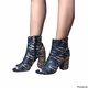 Enzo Angiolini Black and Gold Sequined Open Toe Bootie