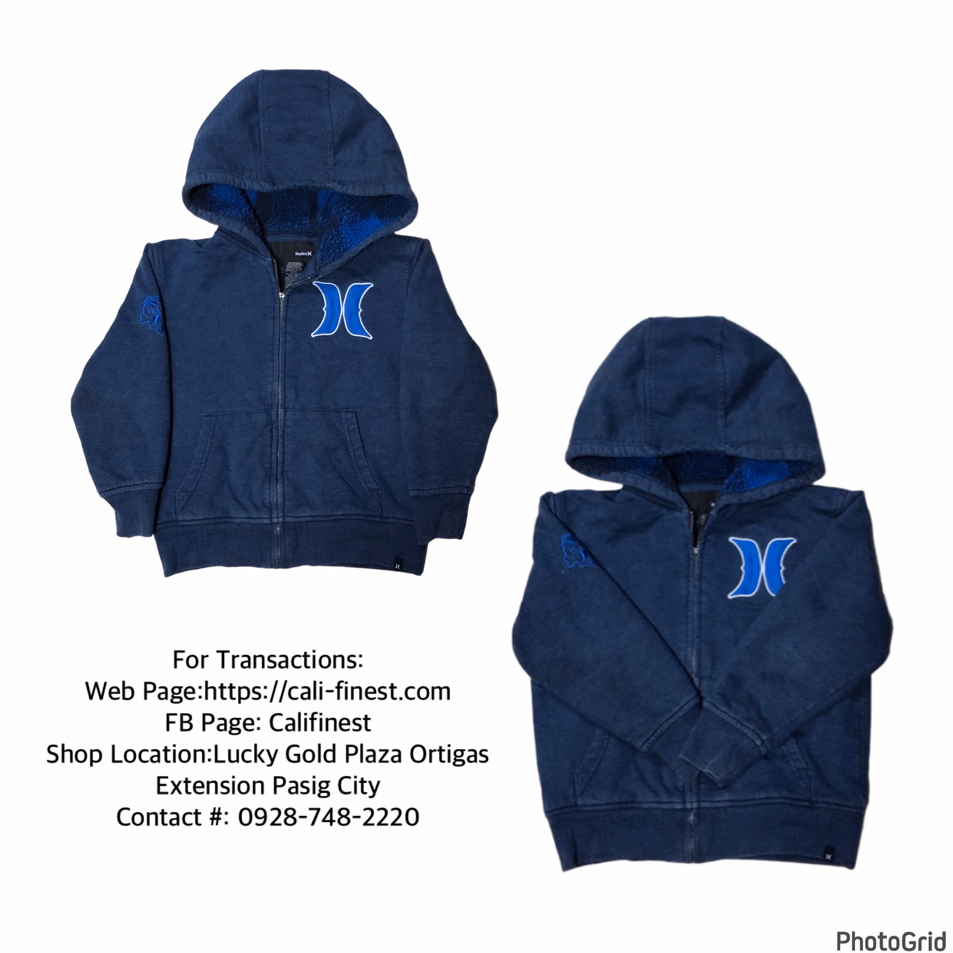 Hurley Boys Blue Sherpa Lined Full Zip Hoodie Sweatshirt