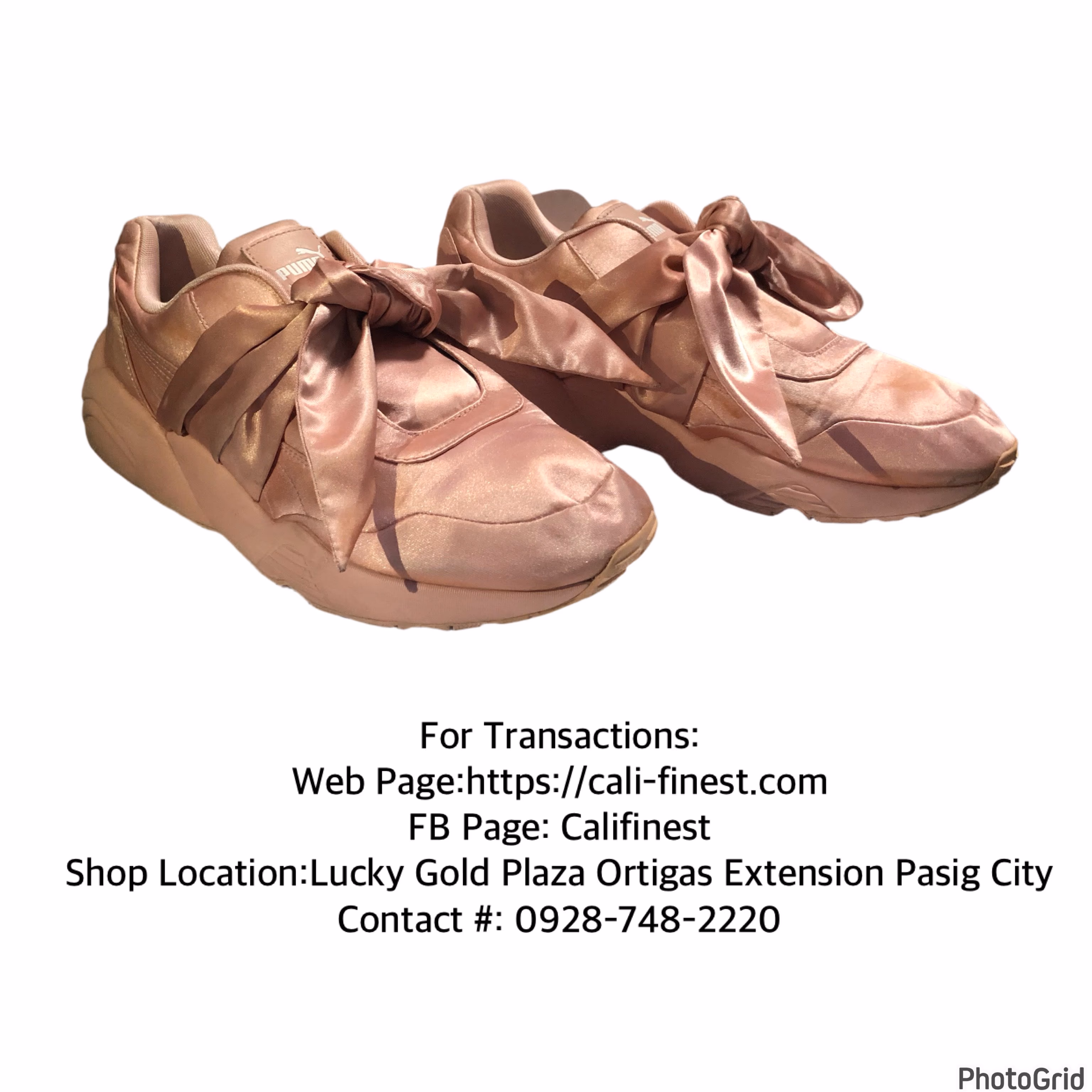 Puma Rihanna Fenty Bow Silver Pink Satin Women’s Sneakers