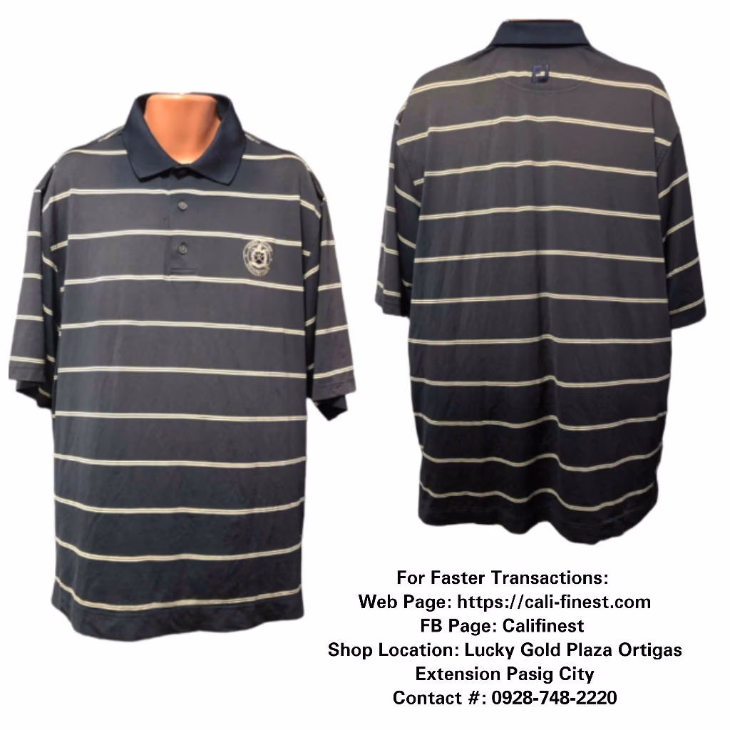 Footjoy FJ mens Blue White Striped Polo Shirt