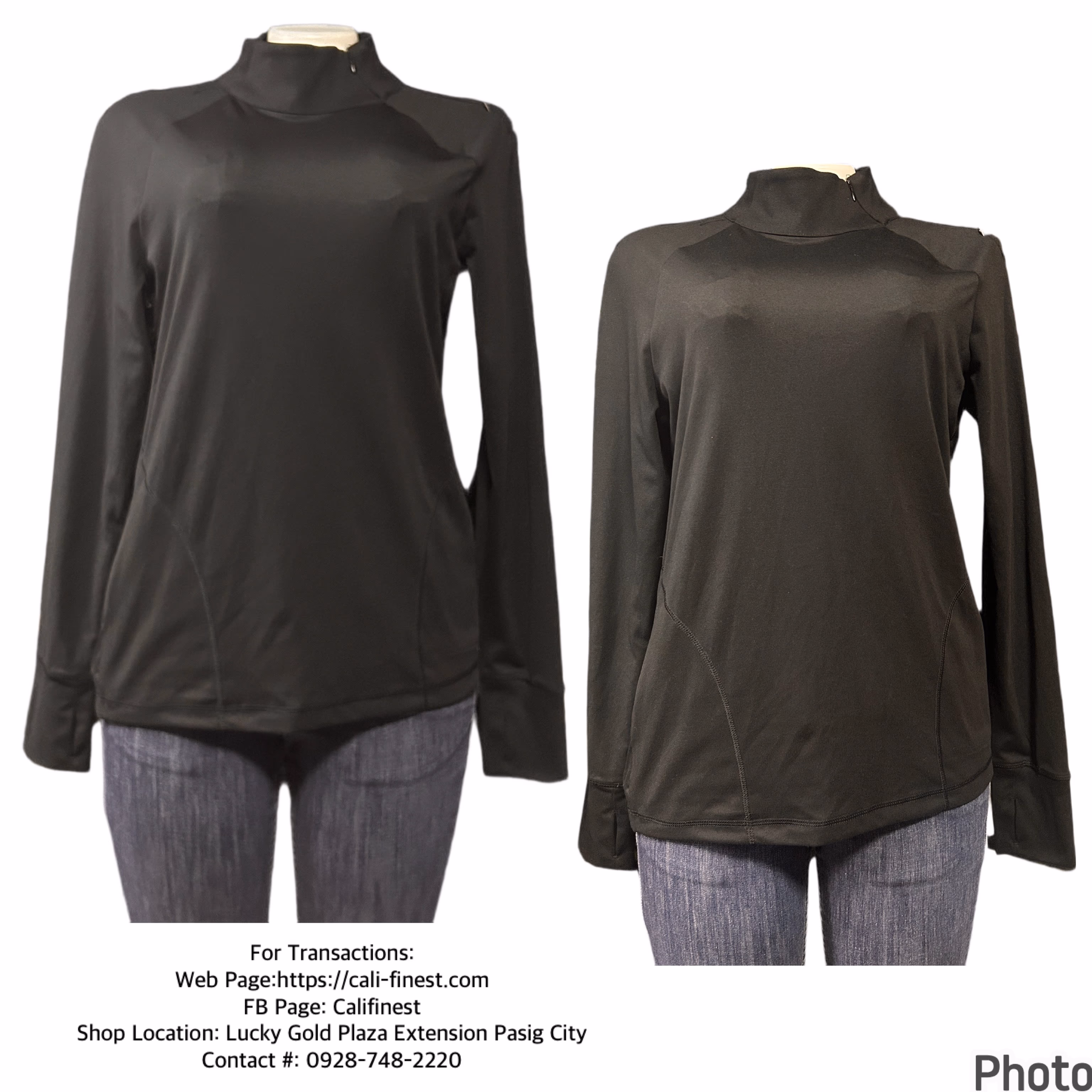 Yogalicious  long sleeve Zip Pullover Top in Black