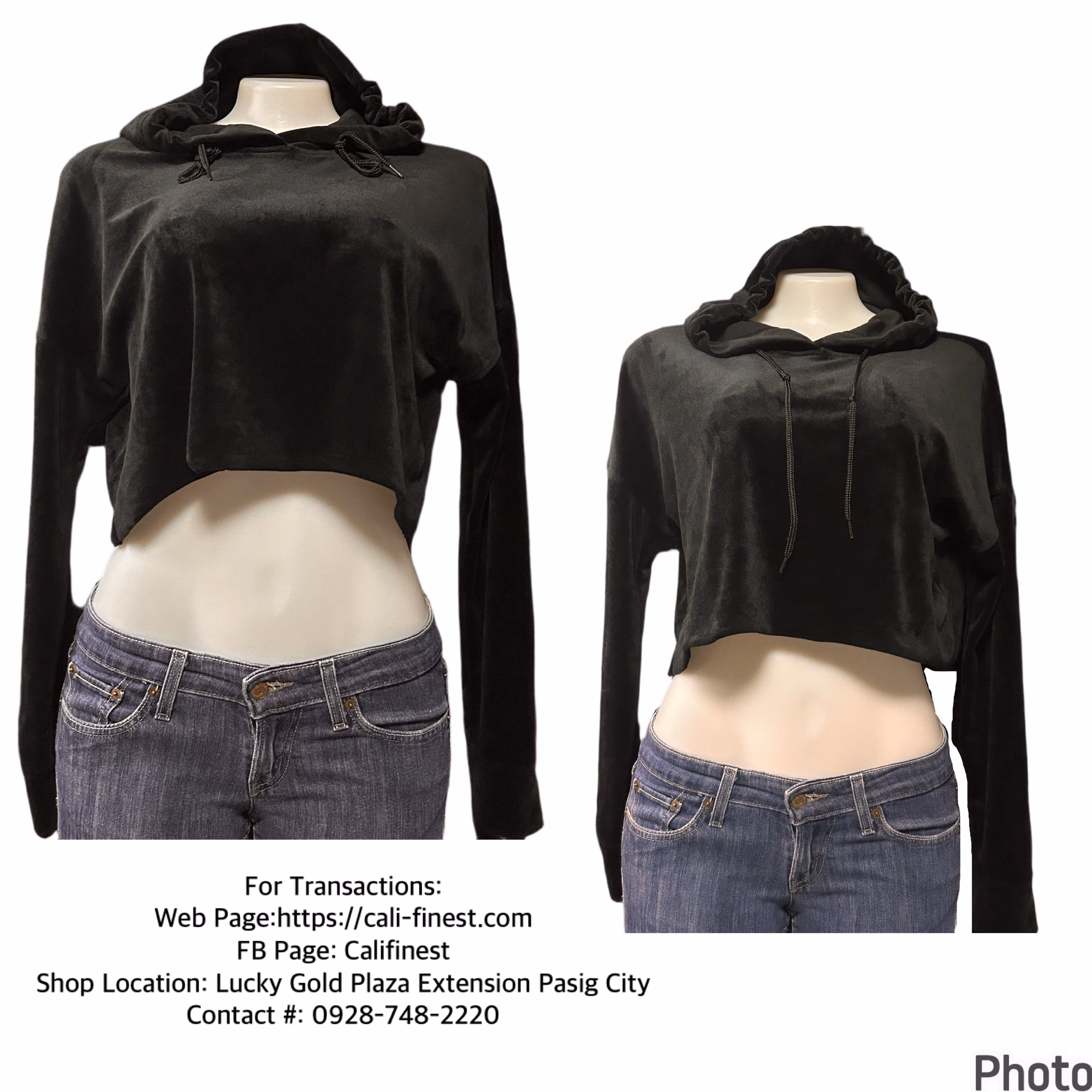 Miss Pooh High Low Velvet  Cropped Hoodie Medium for Women’s 
