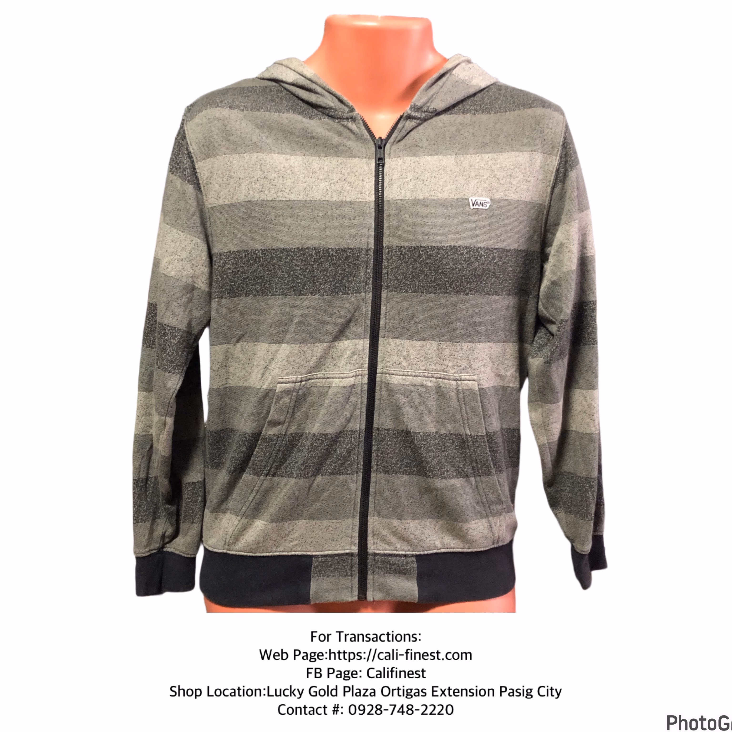 Vans Gray and Black Striped Speckled Full Zip Hoodie Jacket for Mens