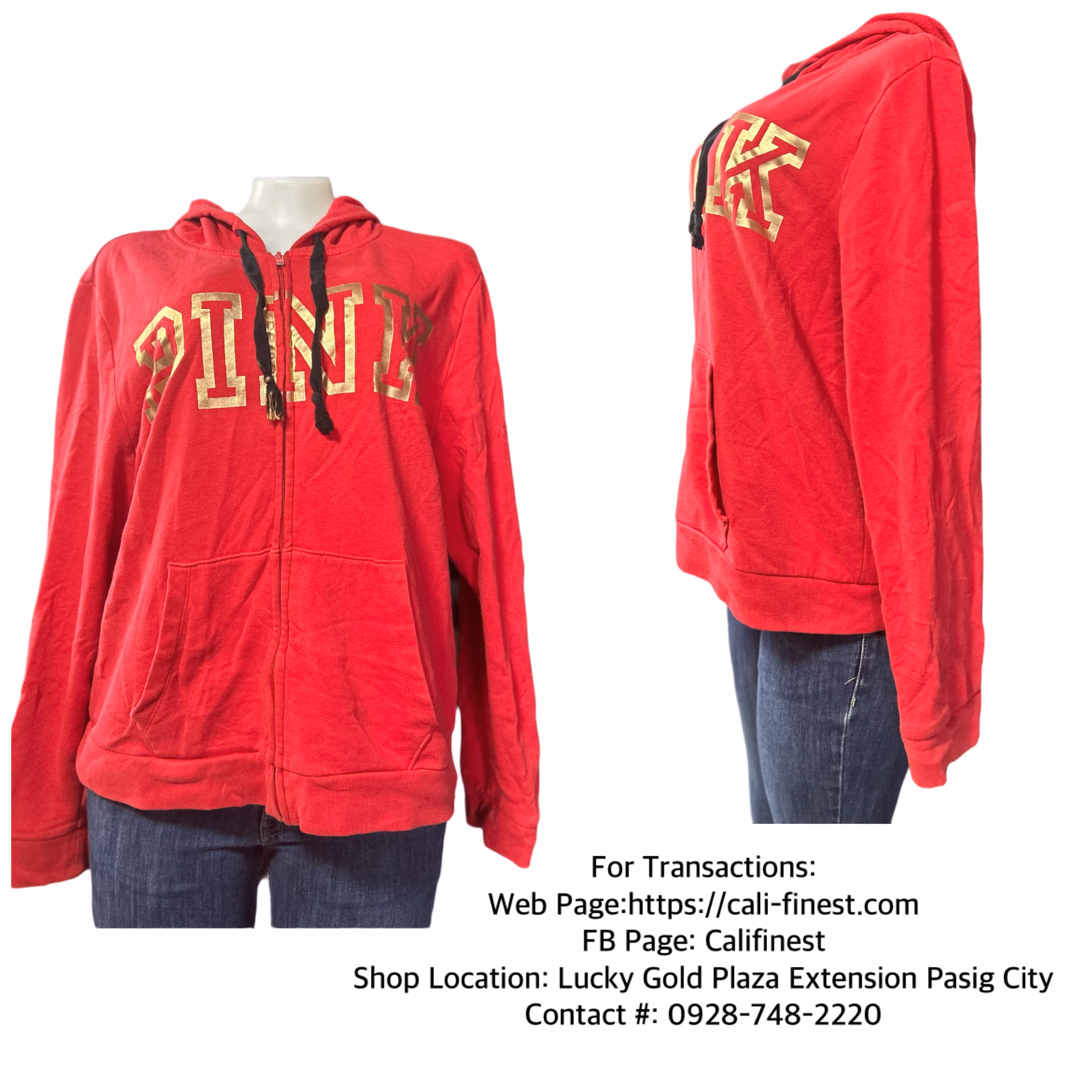Pink Victorias Secret Red Hoodie Jacket For Women XL