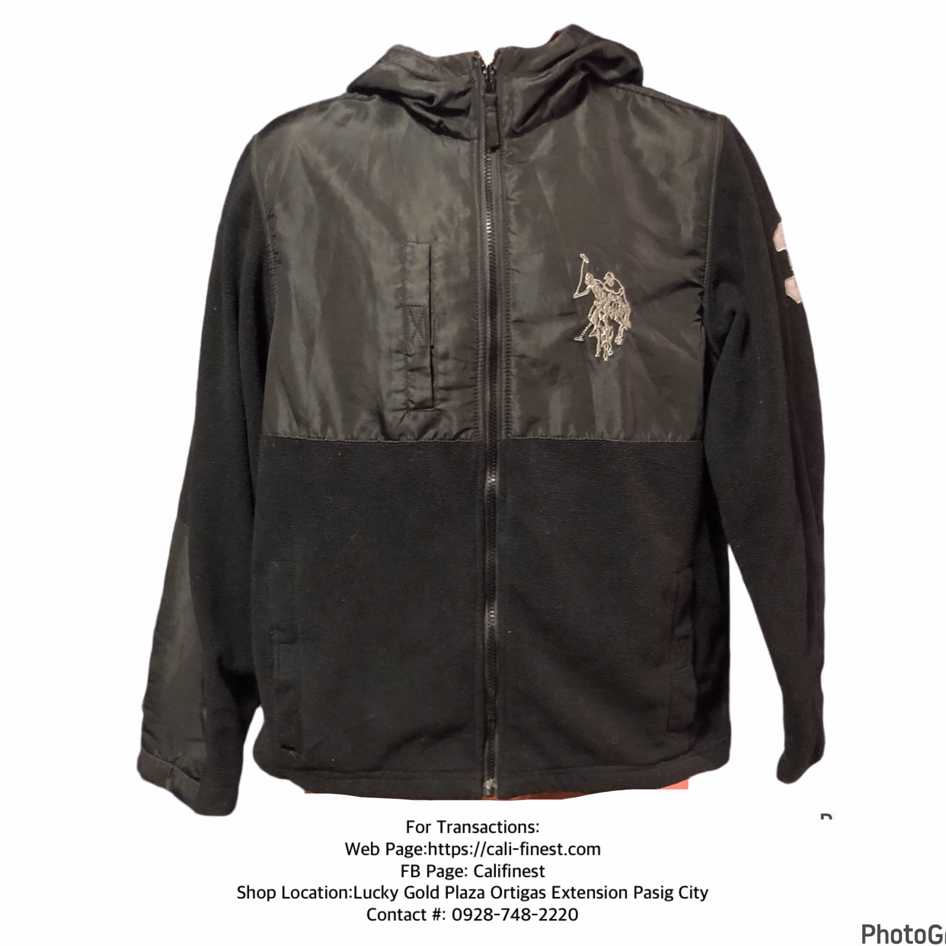 US Polo Assn. Mens Black Zipped Fleece Jacket