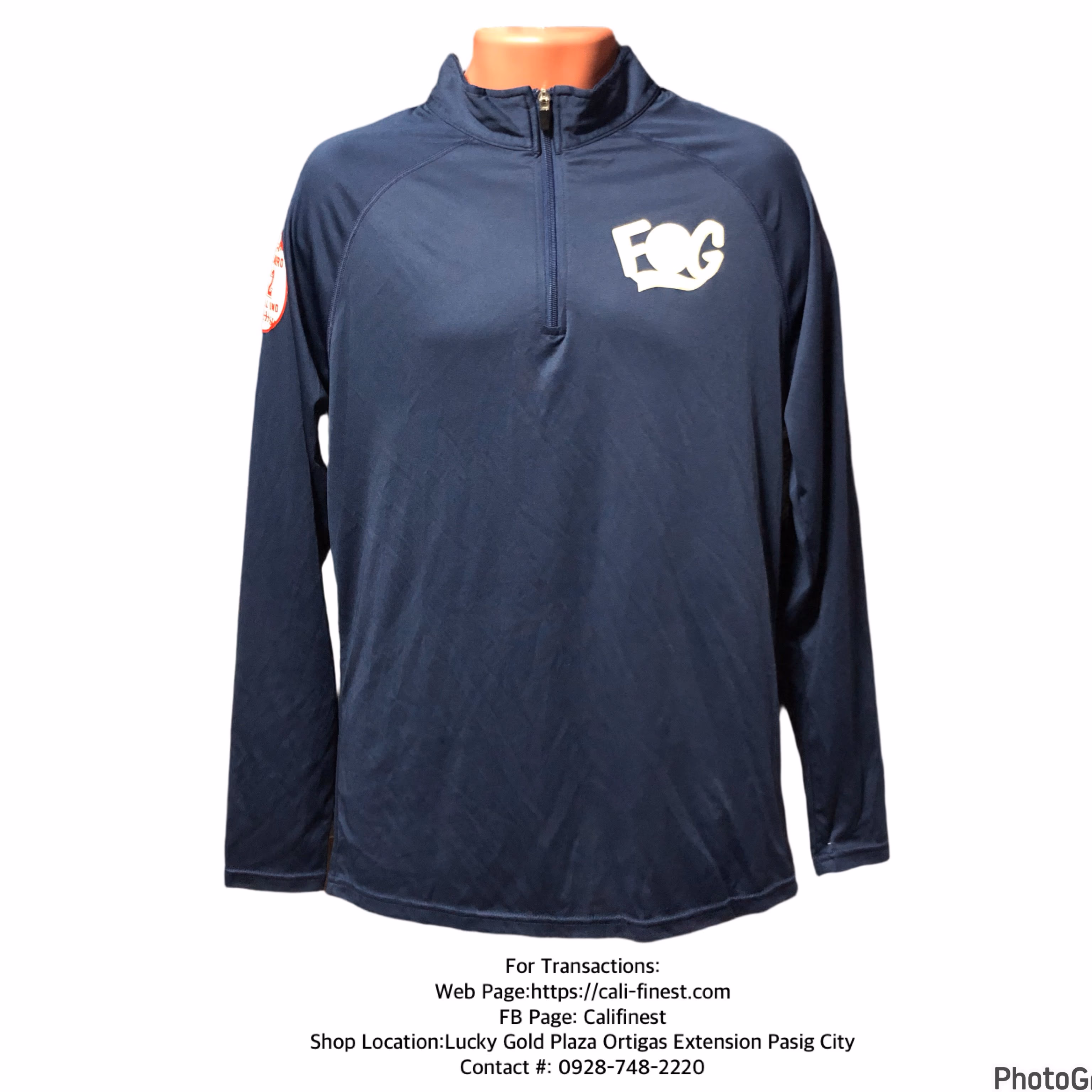 Fog Men’s Navy Blue Long Sleeve Pullover with a Half Zip Neckline
