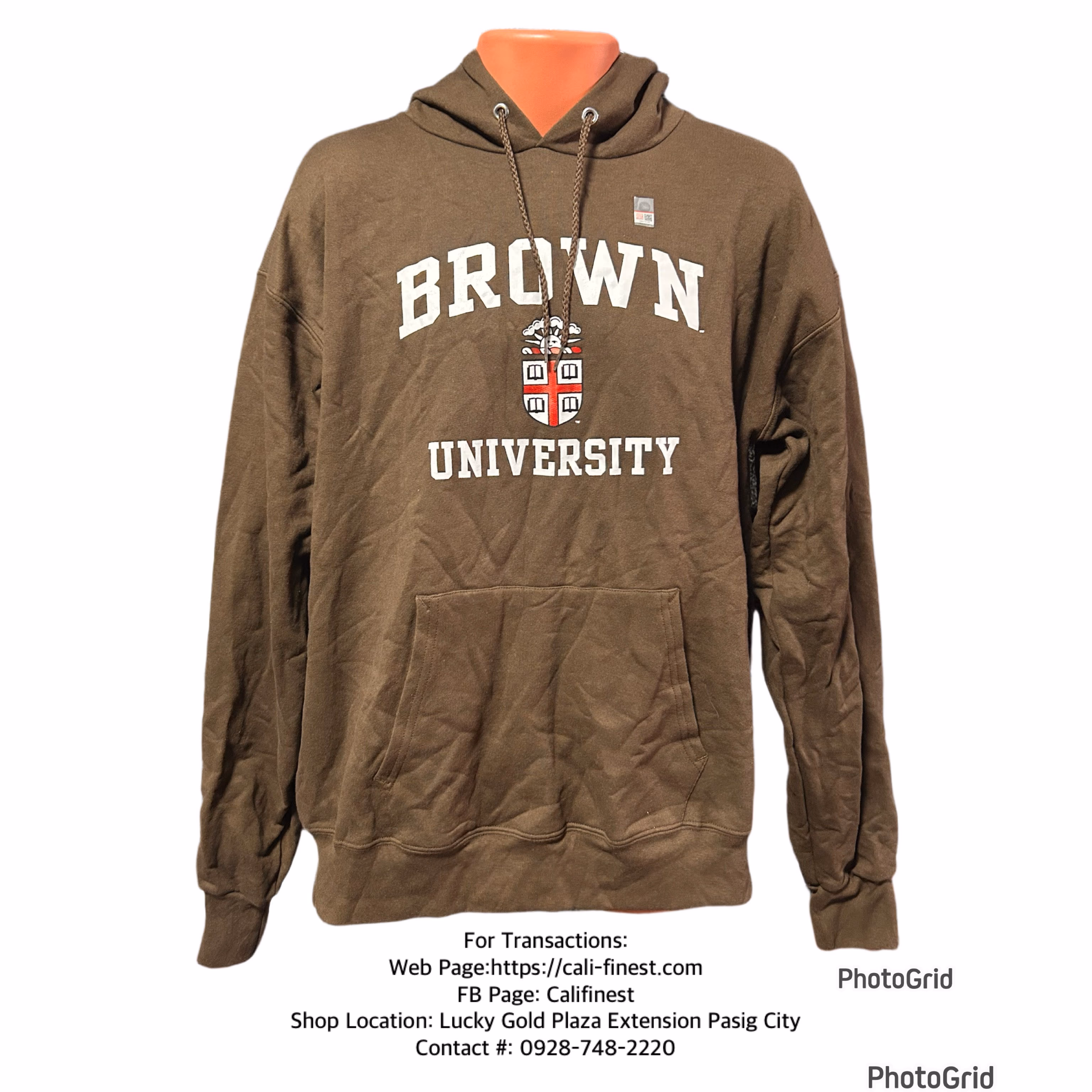 Brown University Hoodie Mens Medium Brown College Fleeve Lined Jumper Top