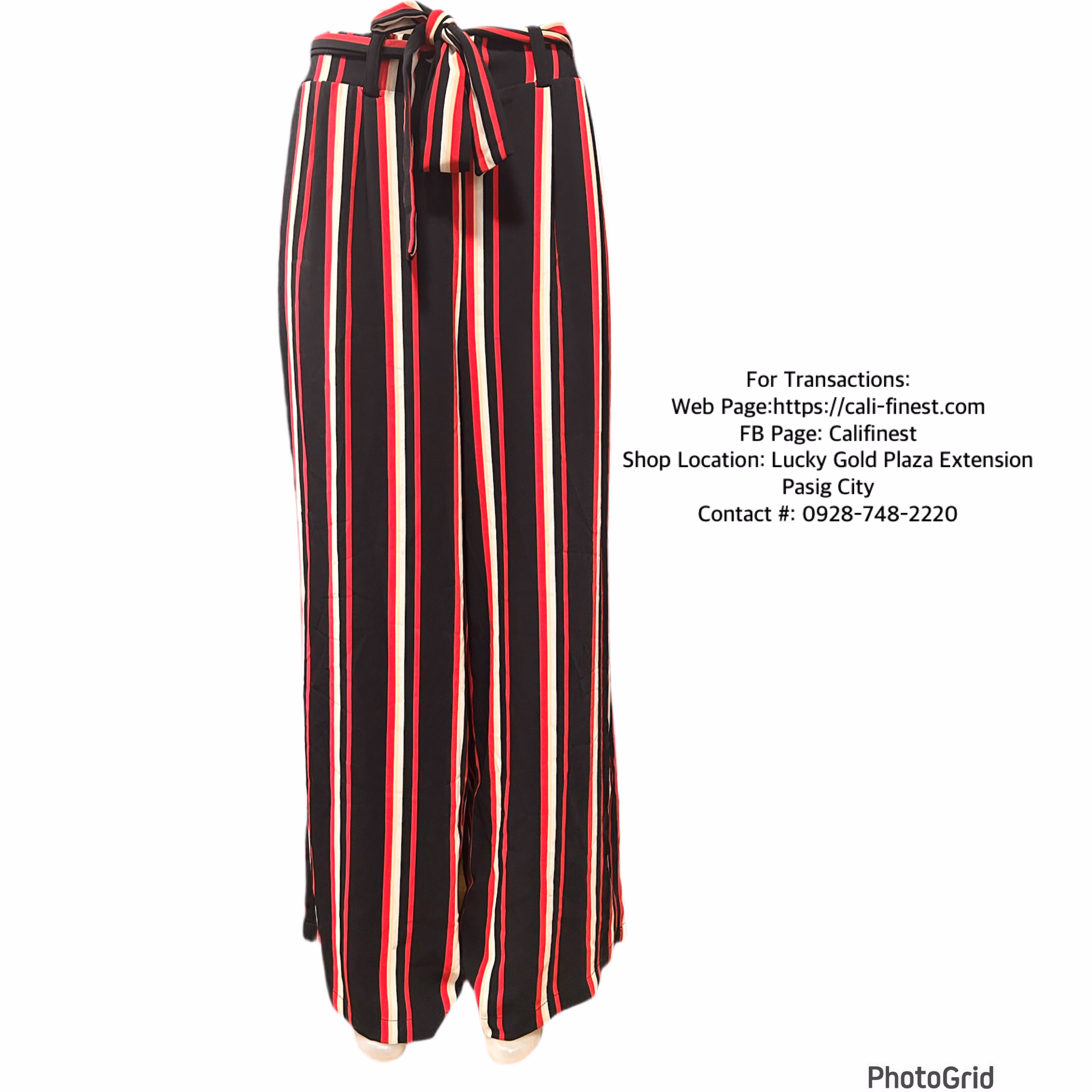 Torrid black & Fuchsia pink stripe Challis Self Tie Wide Lag Pants 2X 18-20