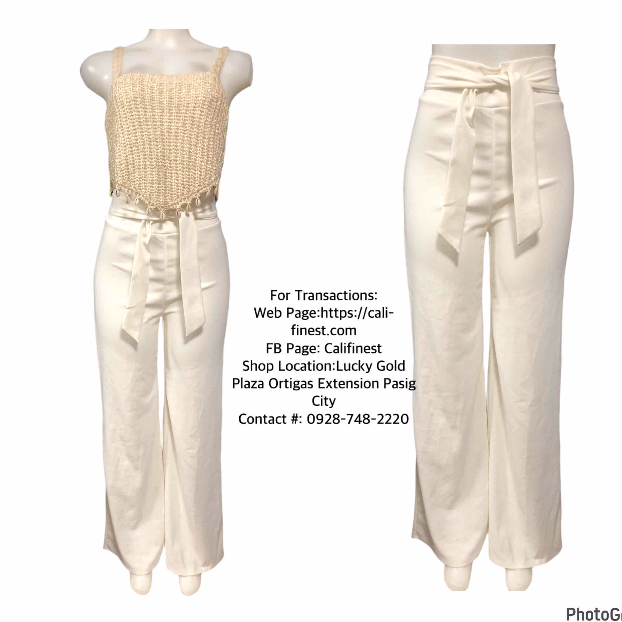 Brandnew Windsor Tie Waist Wide Leg Trousers White For Women Large