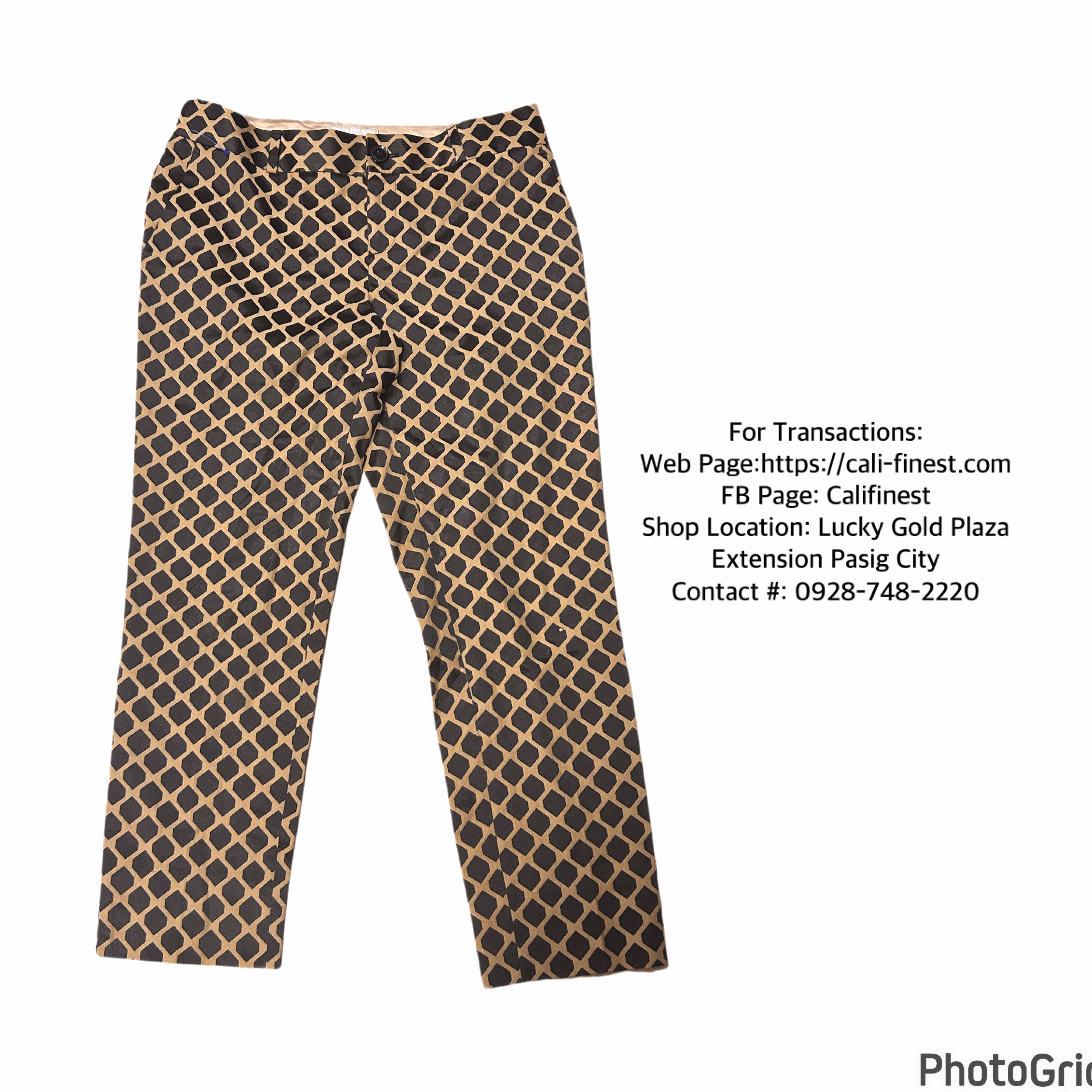 Banana Republic Camden pants with a jacquard diamond pattern in black and tan For Women