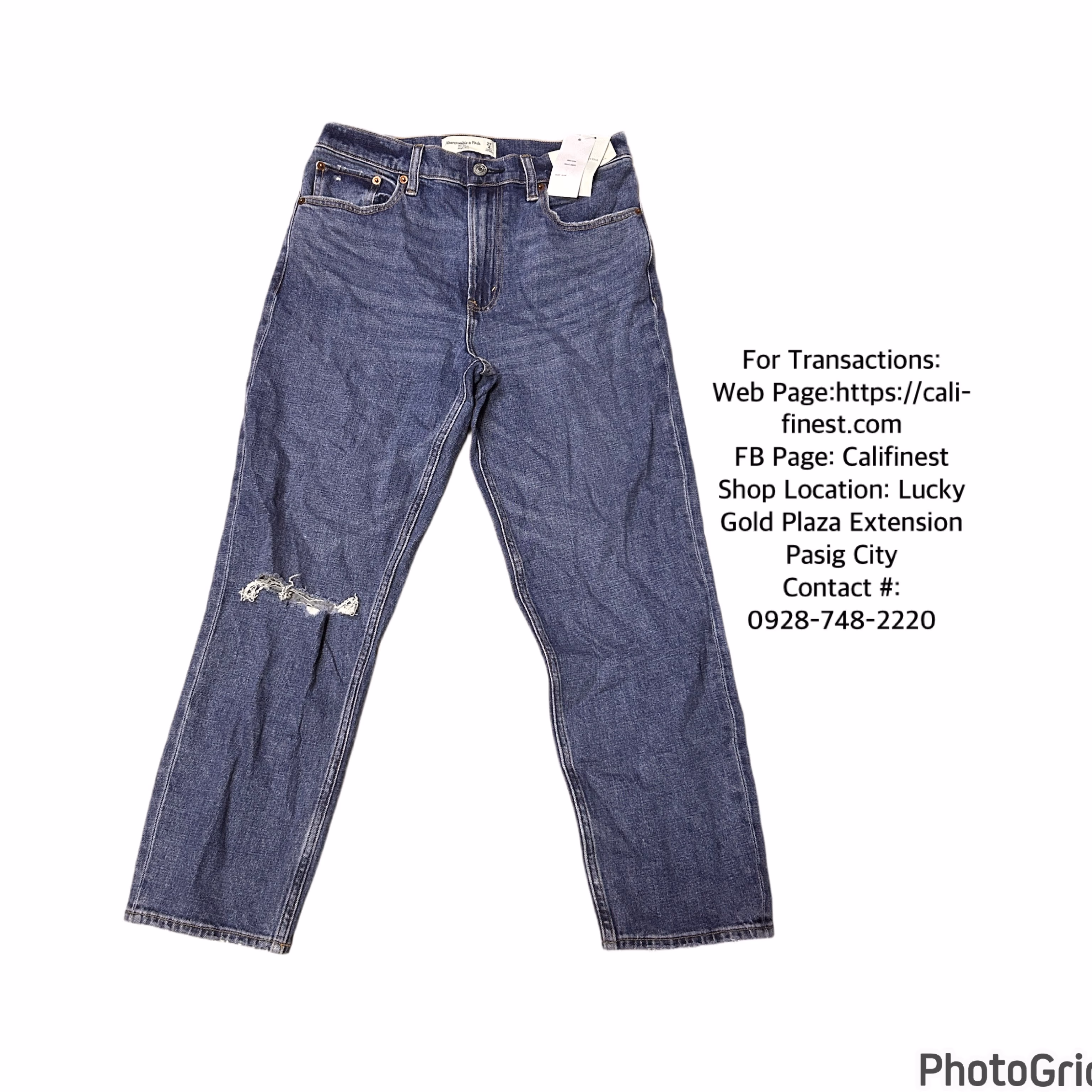 Brandnew Abercrombie & Fitch The Mom High Rise Blue Denim Pants For Women