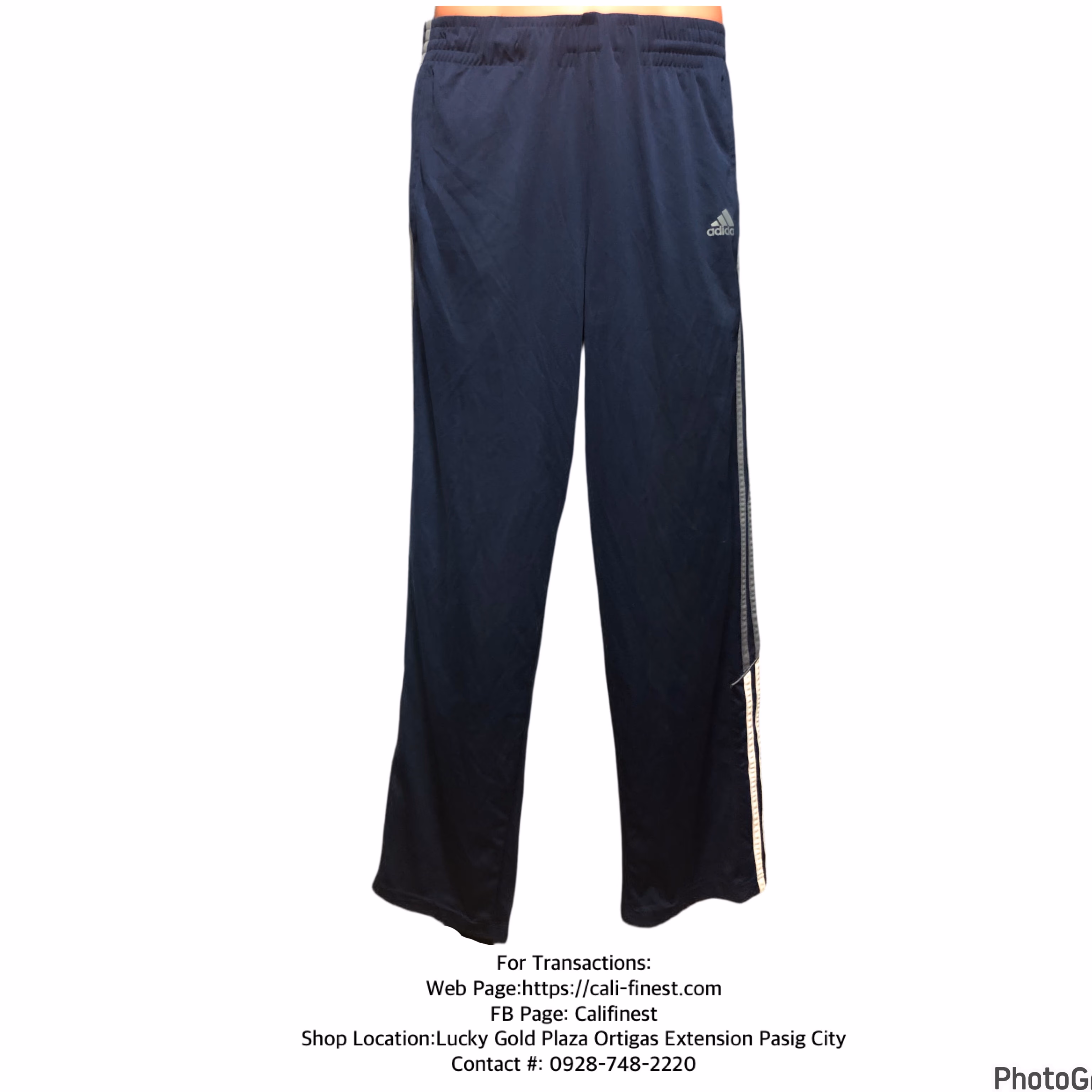 Adidas Men’s Essential Blue Warm Up Open Hem 3-stripes Pants for Mens