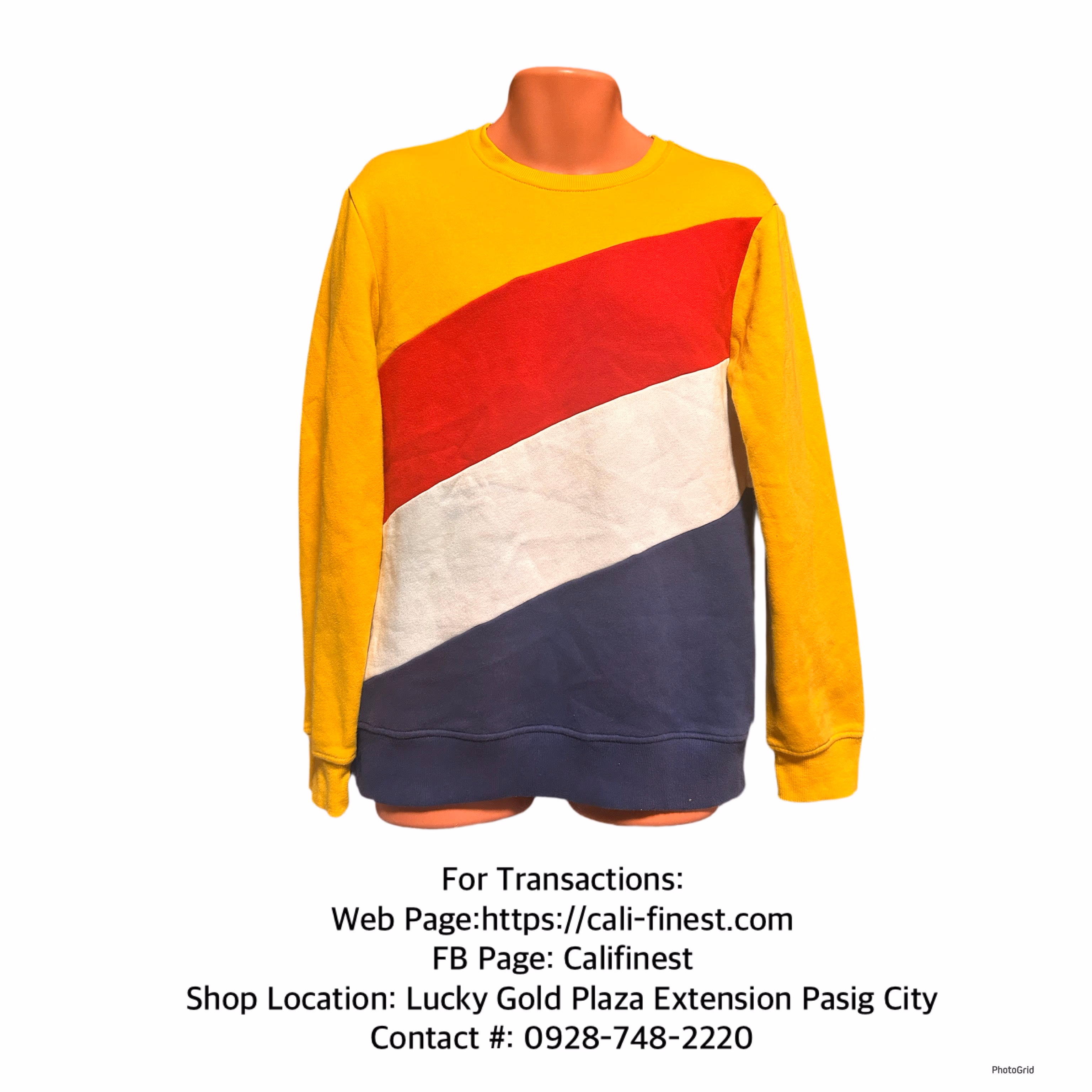 Forever 21 Men Small Striped Yellow,Red, white and blue Sweatshirt