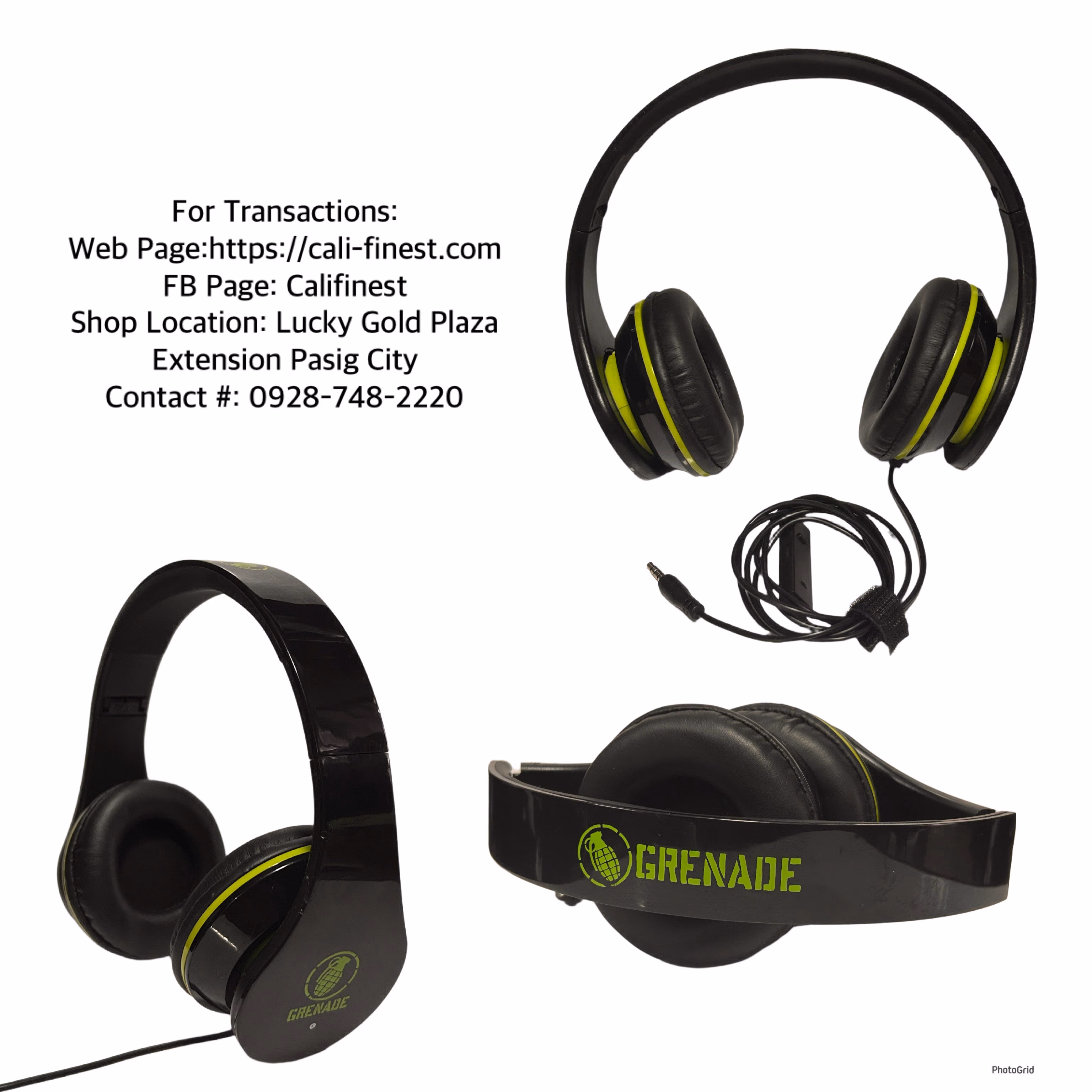 Grenade Headphone Wired Black Green