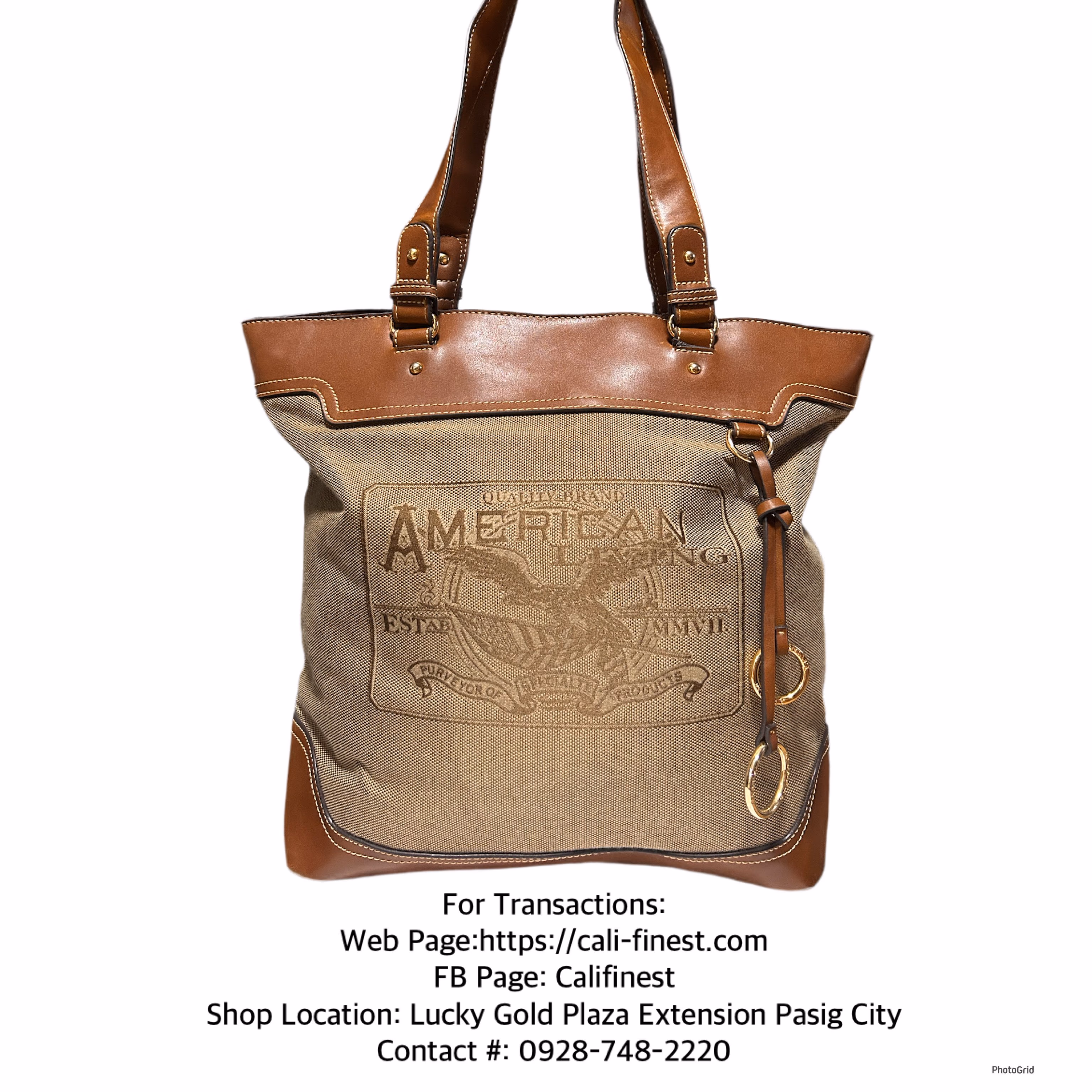 American Living Canvas Leather Tote Bag