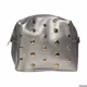 Womens silver crossbody bag with gold stud  and a gold chain strap