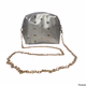 Womens silver crossbody bag with gold stud  and a gold chain strap